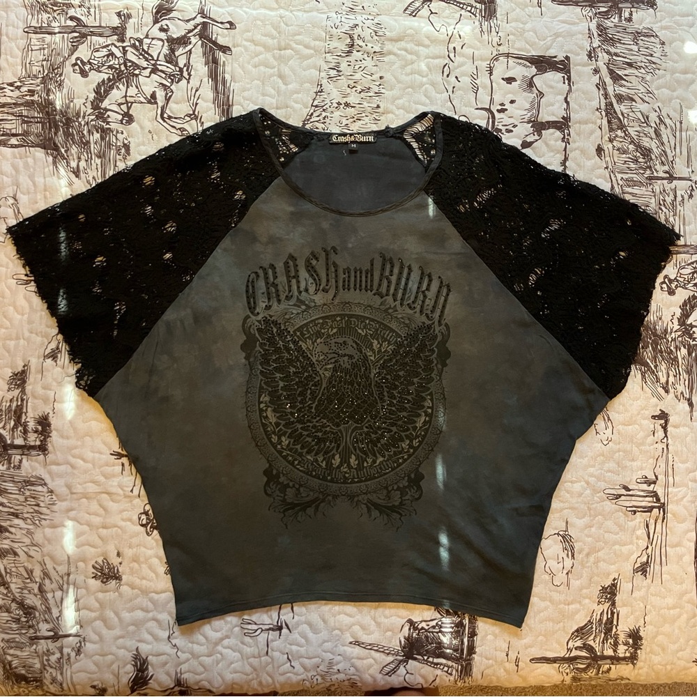 Crash & Burn Charcoal Graphic Tee